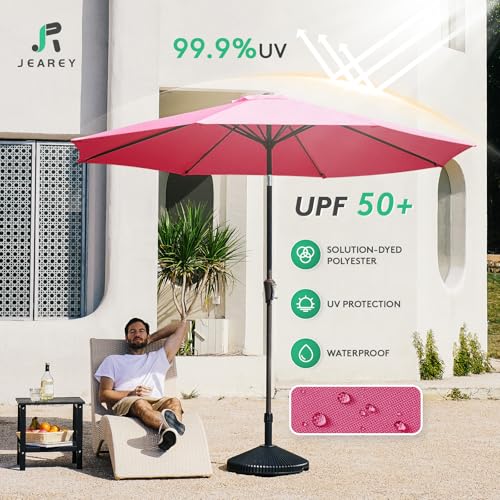 Image of JEAREY 10FT Outdoor Patio Umbrella, Market Umbrella, Rose Pink