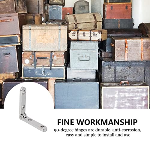 Rddconkit 10 Pcs 90 Degree Hinges Wooden Box Gift Wine Jewellery Box Chest Case Hinge Cabinet Hardware With Screws (Silver) #TOP6
