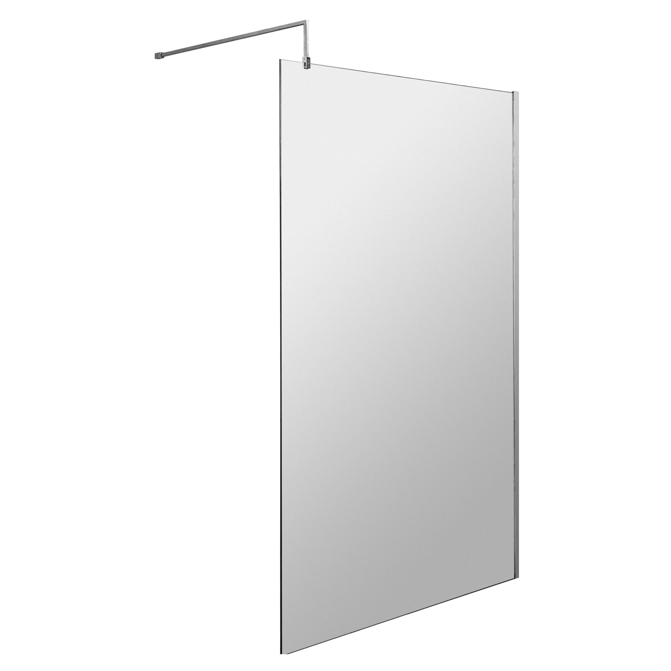 Balterley Wetroom Shower Screen with Support Bar, Glass Shower Screen for Wet Room and Bathroom, 8mm Toughened Safety Glass Screens, Reversible Wetroom Screens - 1198 x 1850mm (Chrome)