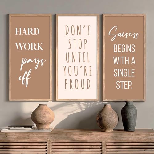 Image of kotart - Motivational Wall Decor Paintings| Painting for wall Hanging | Quotes Wall Decor Paintings | Motivational Quotes Poster With Frame | Wall Hanging Painting For Office Living Room Bedroom Set of 3 (13x25 inch, E)