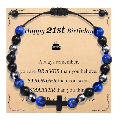 OAVOOK 21st Birthday Gifts for Him 21 Year Old Teen Boys Cross Bracelets for Son, Grandson, Brother, Nephew