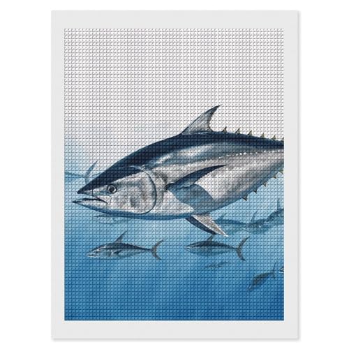 Kit peinture diamant 5D Thunnus thon bleu 30x40 cm DIY pour adultes débutants