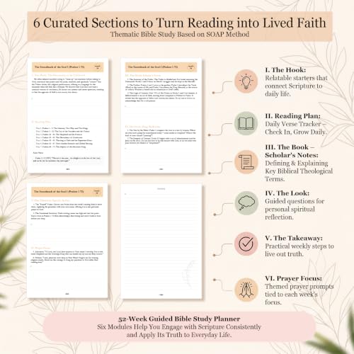 Image of 52-Week Bible in a Year Spiral Bible Study Guide Notebook Journal Planner
