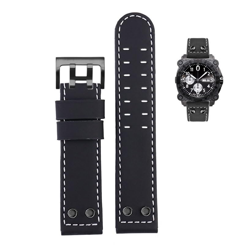 Bracelet de montre en cuir véritable riveté résistant pour réparer votre Hamilton Khaki 24mm
