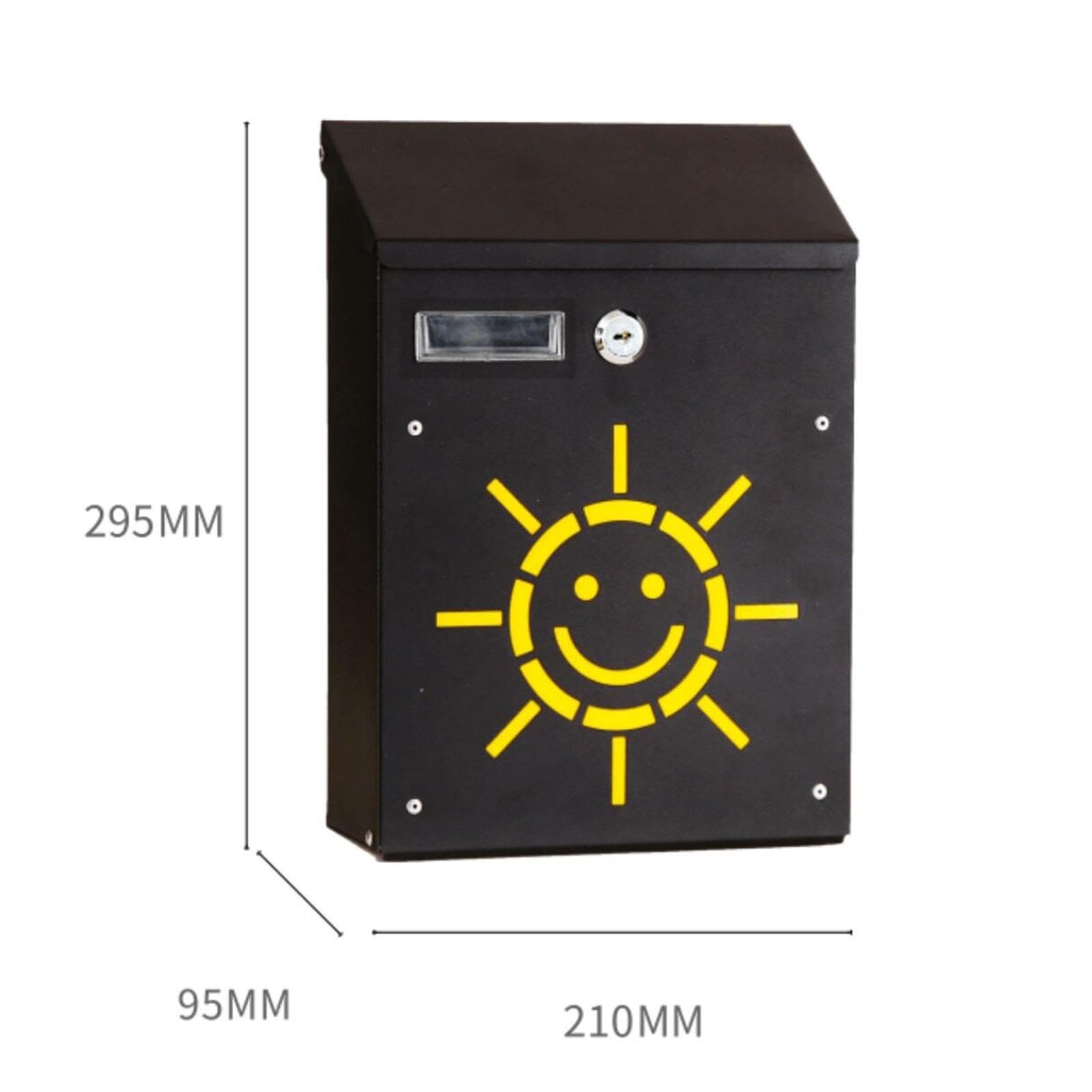 Buzón De Pared con 2 Llaves, Resistente, para Exteriores, Hogar U Oficina.(Negro)
