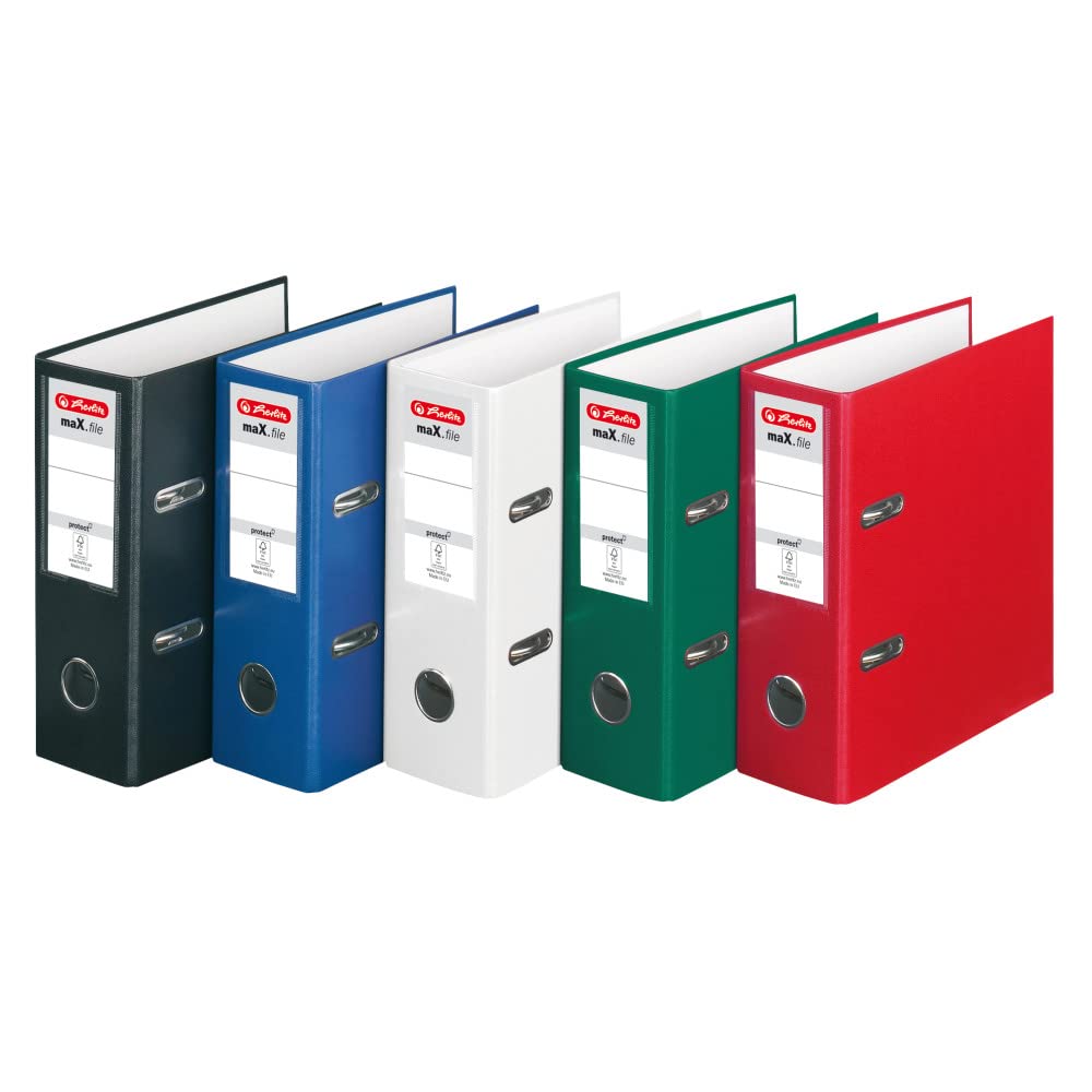 herlitz maX.File Protect 5275003 Folder A5 Portrait 8 cm Spine Width Polypropylene Film Cover Assorted Colours (No Colour Selection Possible) Pack of 10