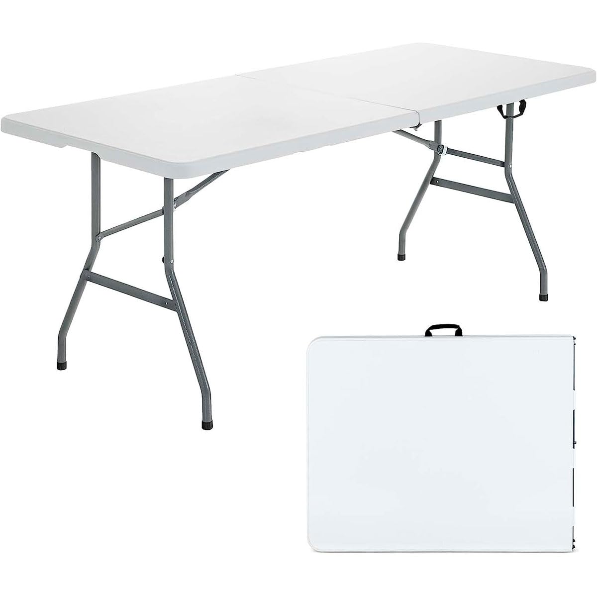 Nyana Home - Mesa Plegable Resina Reforzada Portátil y Segura | Ideal para Camping, Jardín y Eventos | Estructura de Acero y Pies Antideslizantes | Carga hasta 150kg (150x70x74 cm)