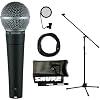 Shure SM58-LCE Vocal Microphone with Microphone Stand + Pop Blocker + Microphone Cable 9-Piece Set