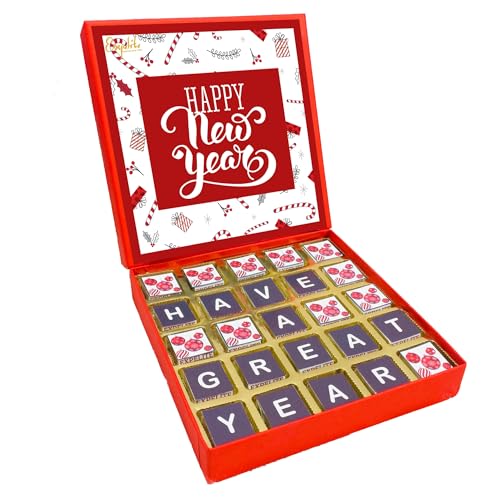 Image of Expelite Merry Christmas and Happy New Year Chocolate Gift for Wife -25 Pc Merry Christmas and Happy New Year Chocolate Gift for Girlfriend, Boyfriend