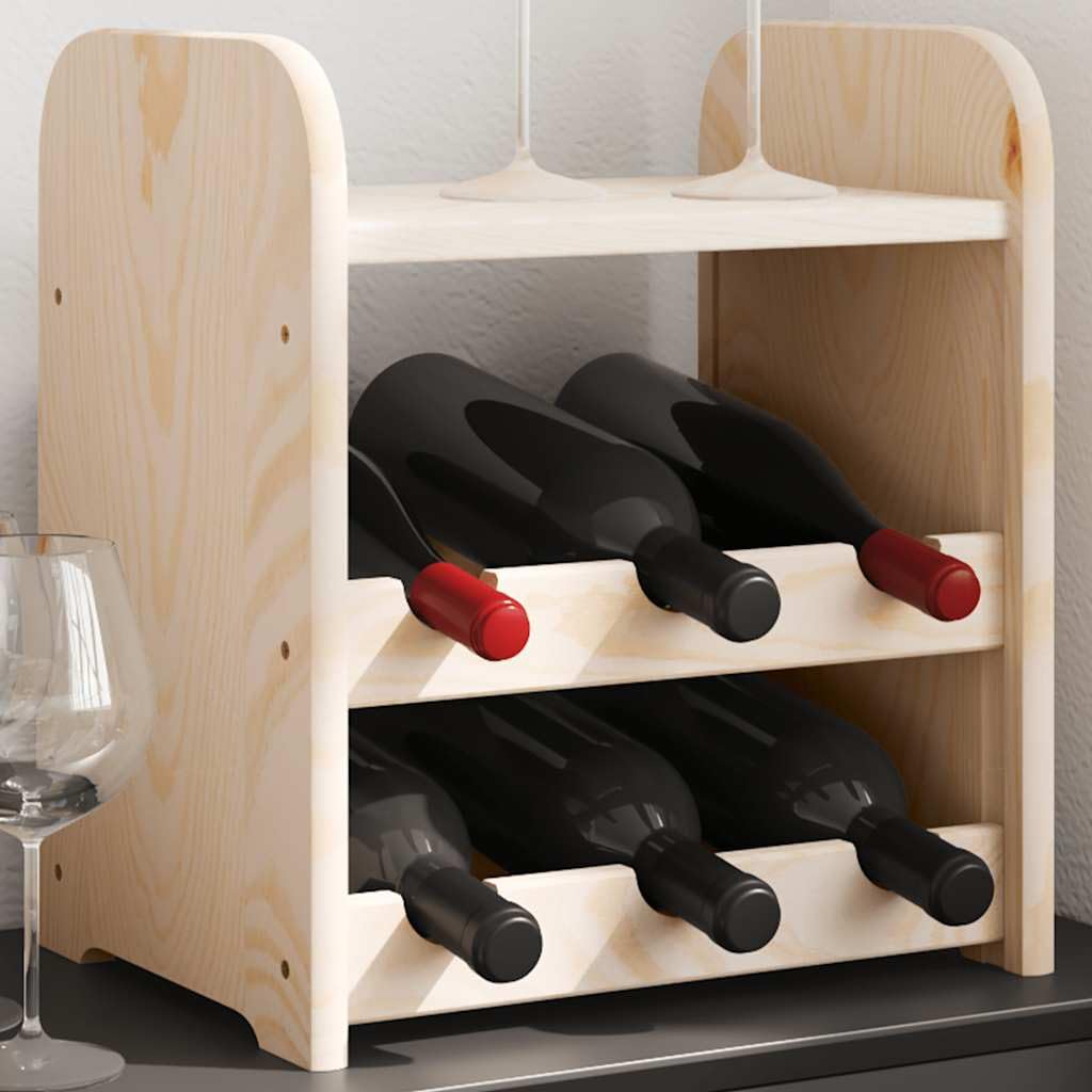 Weinregal mit Oberplatte aus massivem Kiefernholz 33 x 25 x 37 cm 2 Ebenen für bis zu 6 Flaschen weinregal flaschenregal, Lagerung im Speisekammer Bar