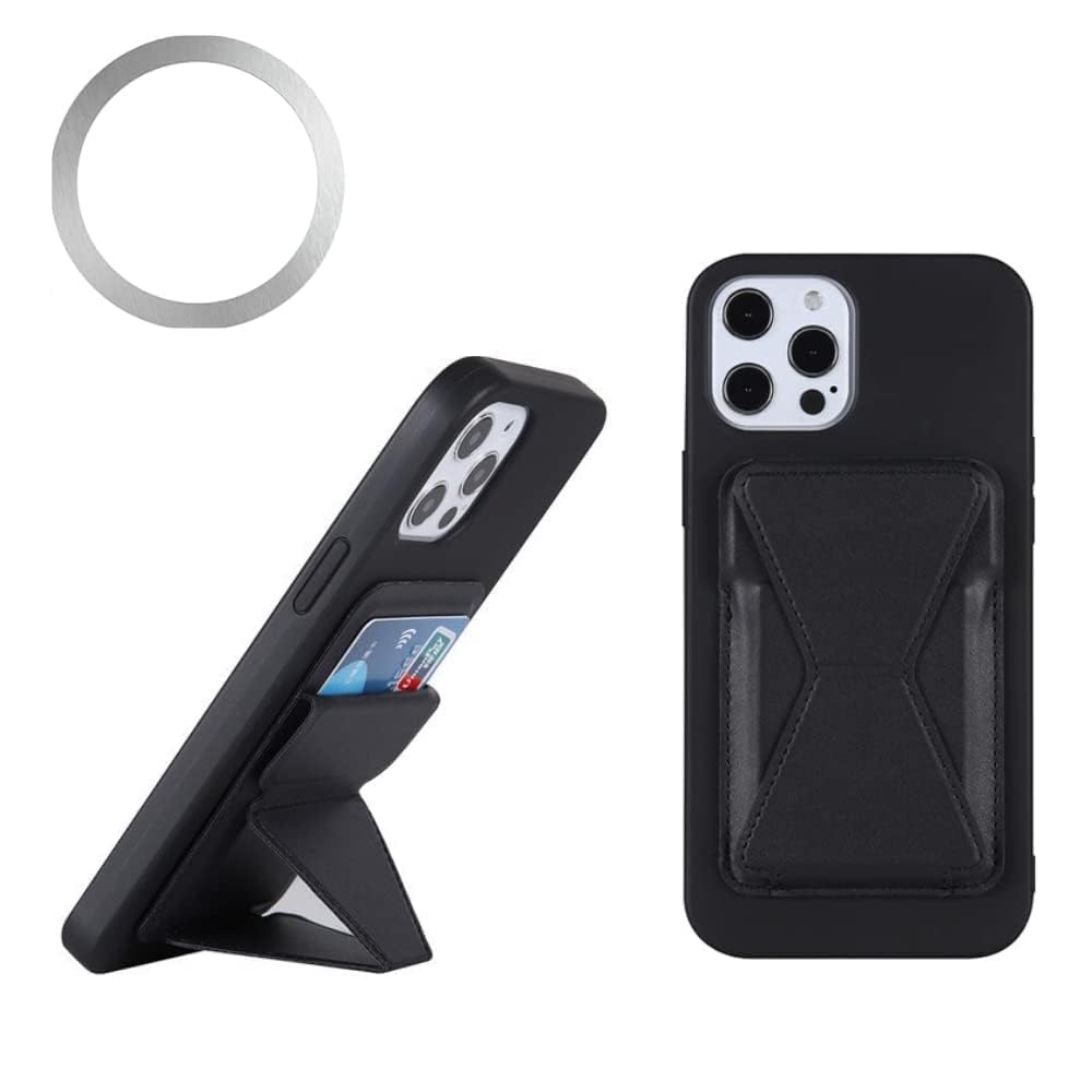 CRYSENDO [2 in 1 Leather Magnetic Case Card Holder and Stand for Magsafe Wallet and Stand | Fits 2-3 Cards | Compatible with iPhone 12/12 Pro/12 Mini/12 Pro Max (Black) (B0B8SHP6L4) Amazon Price History, Amazon Price Tracker