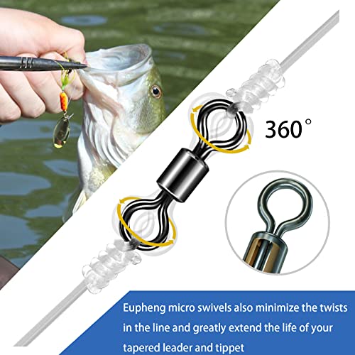 Eupheng Micro Swivels Fly Fishing Carp Fishing Easy Tippet Change, Extend Life of Lines, Super Strong Light Smooth, Corrosion Resistant - Thumbnail 3