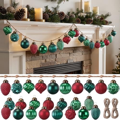 VioraWhite 50 Pcs Mini Mercury Glass Ornaments 2" & 2