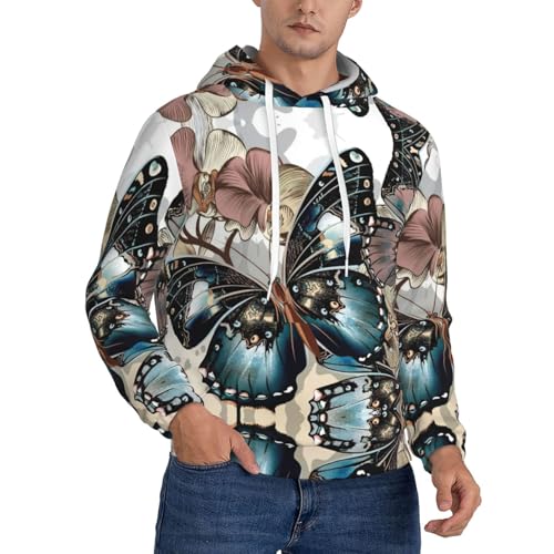 Sweat à capuche homme imprimé papillon pour éviter la transpiration avec sa poche pratique
