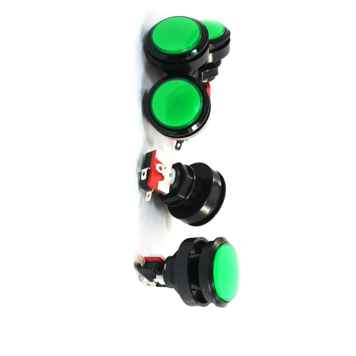 Bouton d'arcade vert momentané SPST pour machine de jeu et borne DIY x5