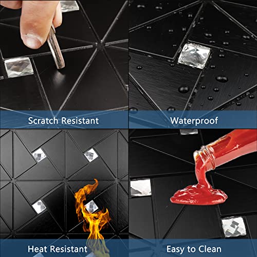 Vamos Tile Peel And Stick Backsplash Tile - Metal Tile Stick On Backsplash For Kitchen And Bathroom Black Windmill Puzzle Glass Mixed Self Adhesive Mosaic Tiles(12"X12"X10 Sheets) #TOP2
