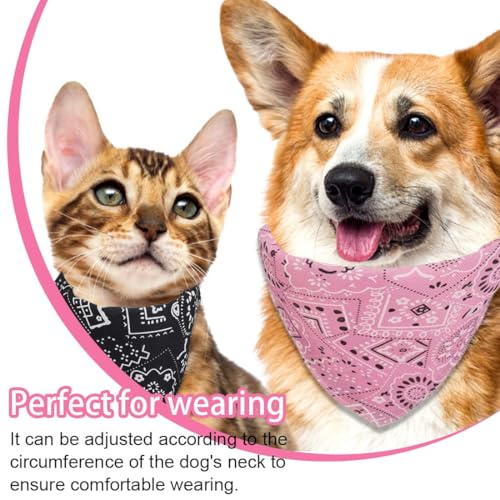 WeddHuis 2 Stück Hunde Bandana Kopftücher, Hundehalstuch mit Halsband, Dreieckstuch Halsdreiecke Hundehalstcher, Einstellbare Hund Halstuch für Welpen Kleine Große Hunde und Katzen (M)
