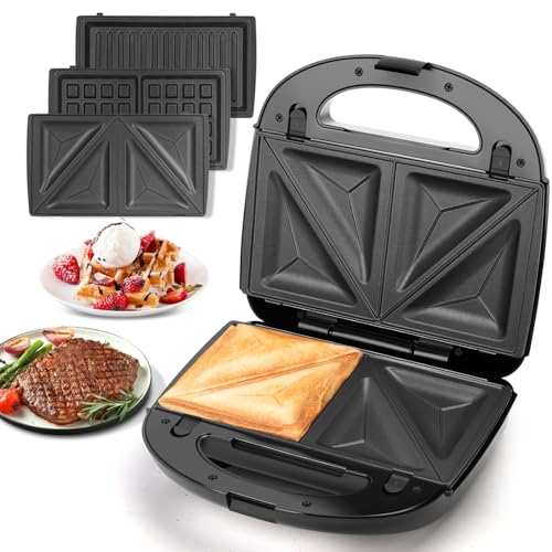 Aigostar Sandwich Maker Panini Press Grill, 3 in 1...