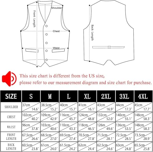 Image of Hi-Tie Men's Formal Suit Vest Solid Fit Vest for Men 3 Pockets V Neck Waistcoat Business Wedding Casual