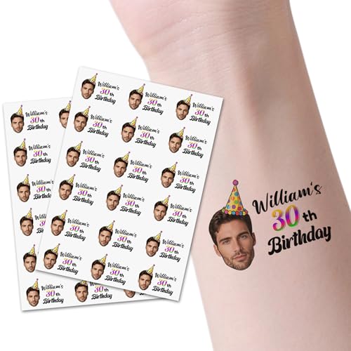 Tatuajes Temporales Personalizados, tatuajes temporales adultos con Rostro Foto Nombre, Ideales para Graduación, Bodas, Cumpleaños, Navidad, Despedidas de Soltero