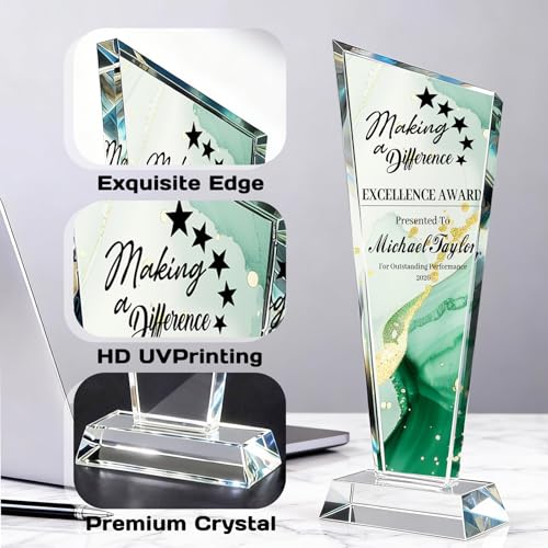 Custom Crystal Trophy Award, Personalized Trophy with Photo Text Logo, Award Trophy for Employee, Graduation Gifts, Employee of the Month, Teacher Appreciation Gifts, 1st Place Trophy (Style2) — view 6