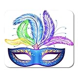Paket enthalten: 1 * Mauspad. Semtomn Gaming Mouse Pad Orange Blau Ornate Venezianischer Karneval Bunte Federn Gelb Dekor Büro Rutschfeste Gummiunterlage Mousepad Mouse Mat
