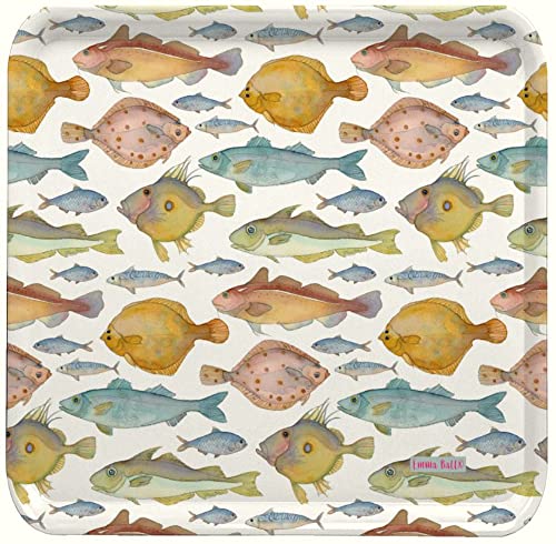 British Fish Design - Emma Ball Colourful Melamine Square Tray - 29cm