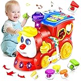 HOMOFY Baby Toys 12-18 Months Train Toy for 1 Year Old Early Educational Baby Toys 12 to 18 Months with Piano Keyboard Fruit/Music/Light Birthday Toys for 1 2 3 Year Old Boys Girls Kids Toddlers Gifts
