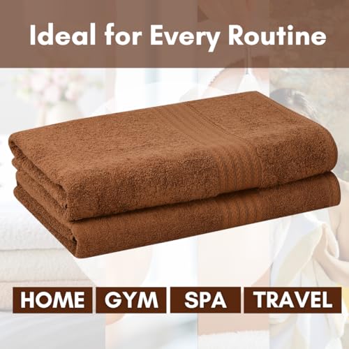 Image of Mafatlal Joy Bath Towels for Men - Pack of 2 | 58 x 29 inch Large Size | Soft & Quick Dry | 450 GSM | Bronze