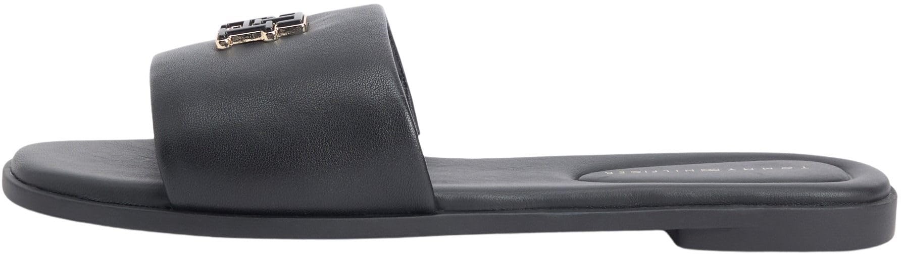 Tommy Hilfiger Damen Th Logo Hardware Leather Mule Fw0fw09292Flache Sandalen