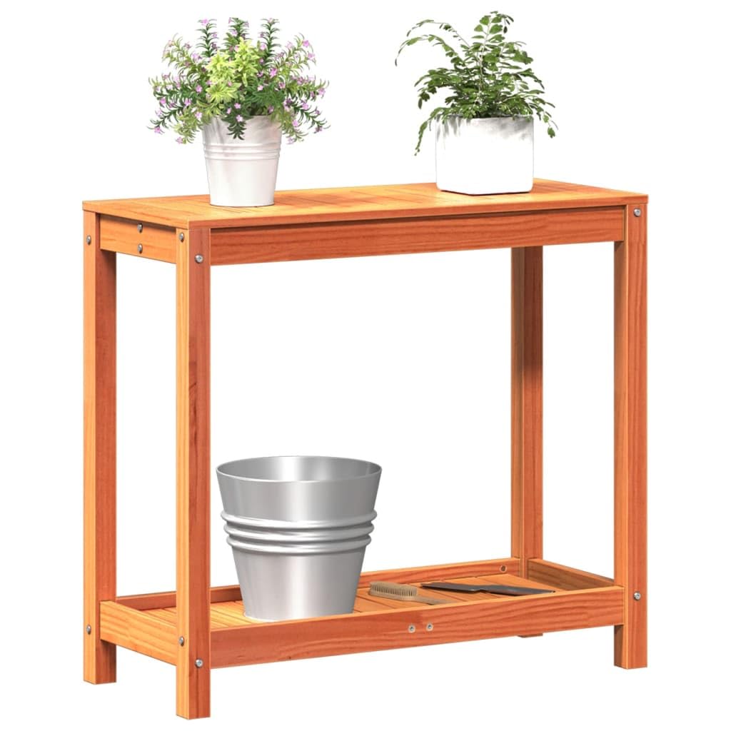 Gecheer Tavolo Invaso con Ripiano,Tavolo da Lavoro per Giardino,Tavolo per Piante in Legno,Banco da Lavoro da Giardino,Tavolo da Esterno,Mobili da Giardino Marrone Cera 82,5x35x75 Massello Pino
