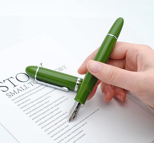 Miniatura 2 de JINHAO X159 - Pluma estilográfica (F Nib 0.020 in, verde aguacate con clip plateado)
