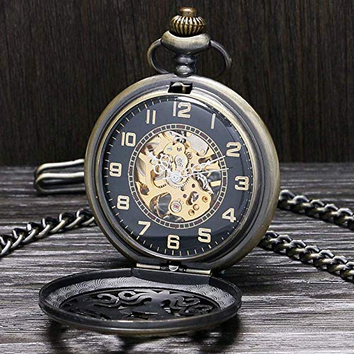 DFBGL Pocket Watch Men Women Pocket Watch Retro Mechanical Hand Wind Steampunk Pendant Chain Bronze Classic Roman Number Gift steampunk buy now online