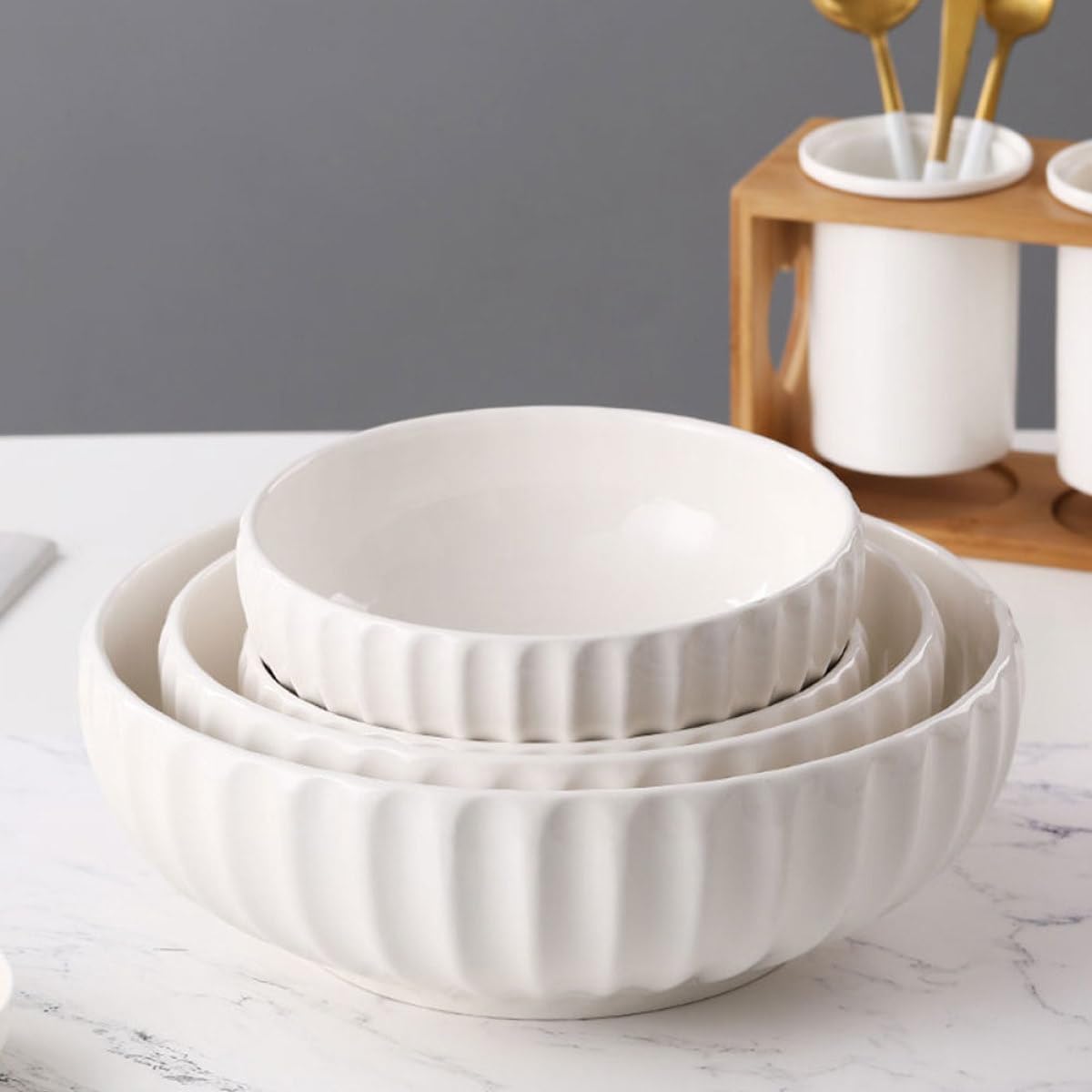 Ceramic Dough Bowls White Thick Wall Multifunctional Halloween Season