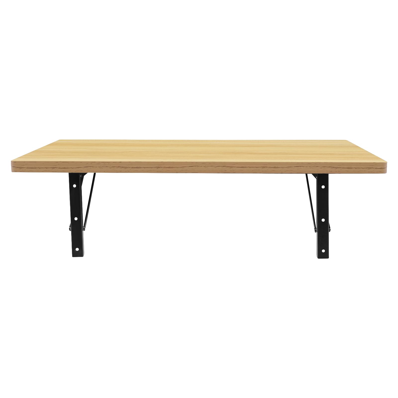 Banco de trabajo plegable montado en la pared, 81 x 45,5 cm, banco de trabajo flotante, soportes de acero negro, soporta 250 kg (color madera)