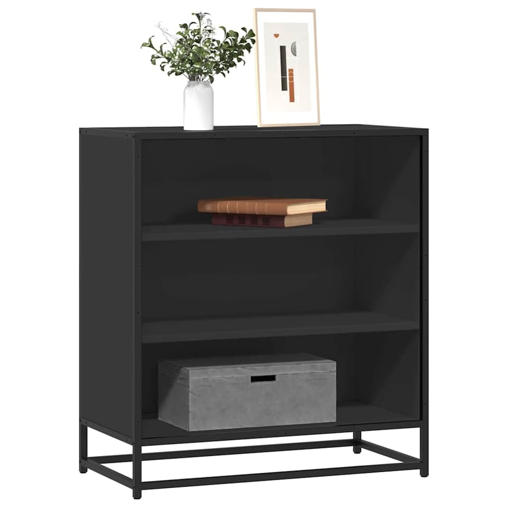 Szafka czarna 68x35x76 cm materia drewnopochodny i metal industrieele kast met 3 open planken voor opbergruimte in keuken woonkamer stabiel duurzaam