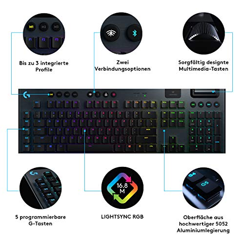 Logitech G 915 LIGHTSPEED kabellose Gaming-Tastatur mit RGB-Beleuchtung
