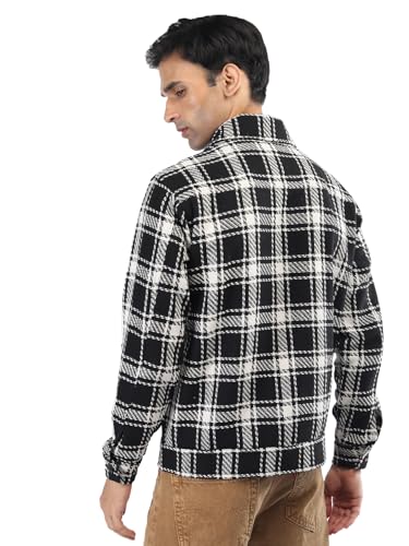 Image of CHKOKKO Men's Tweed Winter Shacket Stylish Flannel Plaid Standard Length Jacket Shirt