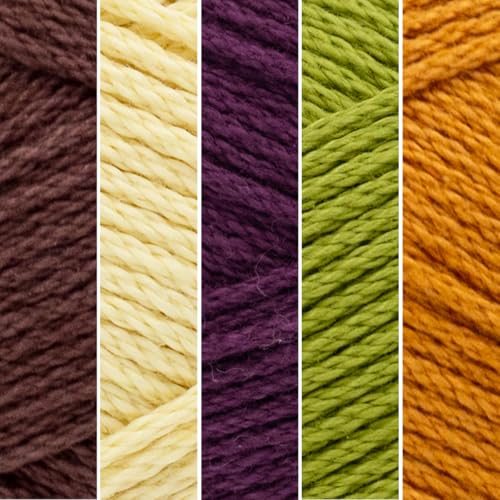 Image of Lion Brand Yarn, 24 /7 Cotton Mercerized Lightweight Yarn for Knitting, Crochet, and Crafts, Wildflower, 5 Pack, Multicolor Pack of Natural Fiber for Breathable Tops, Durable Bags, and Dish Cloths