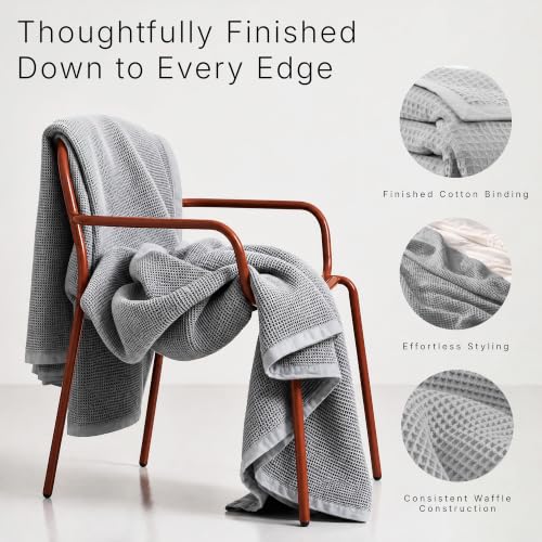 Image of GOTS Certified 55 inchX60 inch Throw 100% Organic Cotton Blanket-Scottish Grey | Premium Waffle Blankets & Throws for Bed, Throw Blanket for Couch, Modern & Cozy Blanket, All Season, Comfy and Soft Blankets