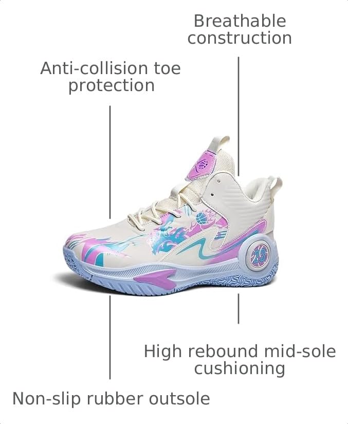 Image of Men's High-Top Basketball Shoes Anti-Slip and Wear-Resistant Soles Running Shoes Graffiti Design Fashionable Sports Shoes