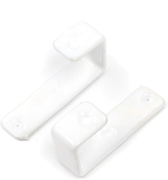 Geesatis 2 PCS White Bed Ladder Hooks Utility Hooks Bunk Bed Ladder Hook Brackets for Bed Decoration Tool, with Mounting Screws, Inner Distance: 25mm/0.98