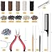 VCAY Hair Extension Tools Kit, 500 Silicone Lined Ring Beads,1 Plier, 1 Threader,1 Crochet Hook,10 Curved Hair Needle,5 Hair Clips,5 Rolls Sewing Threads,100 Rubber Bands with Storage Case
