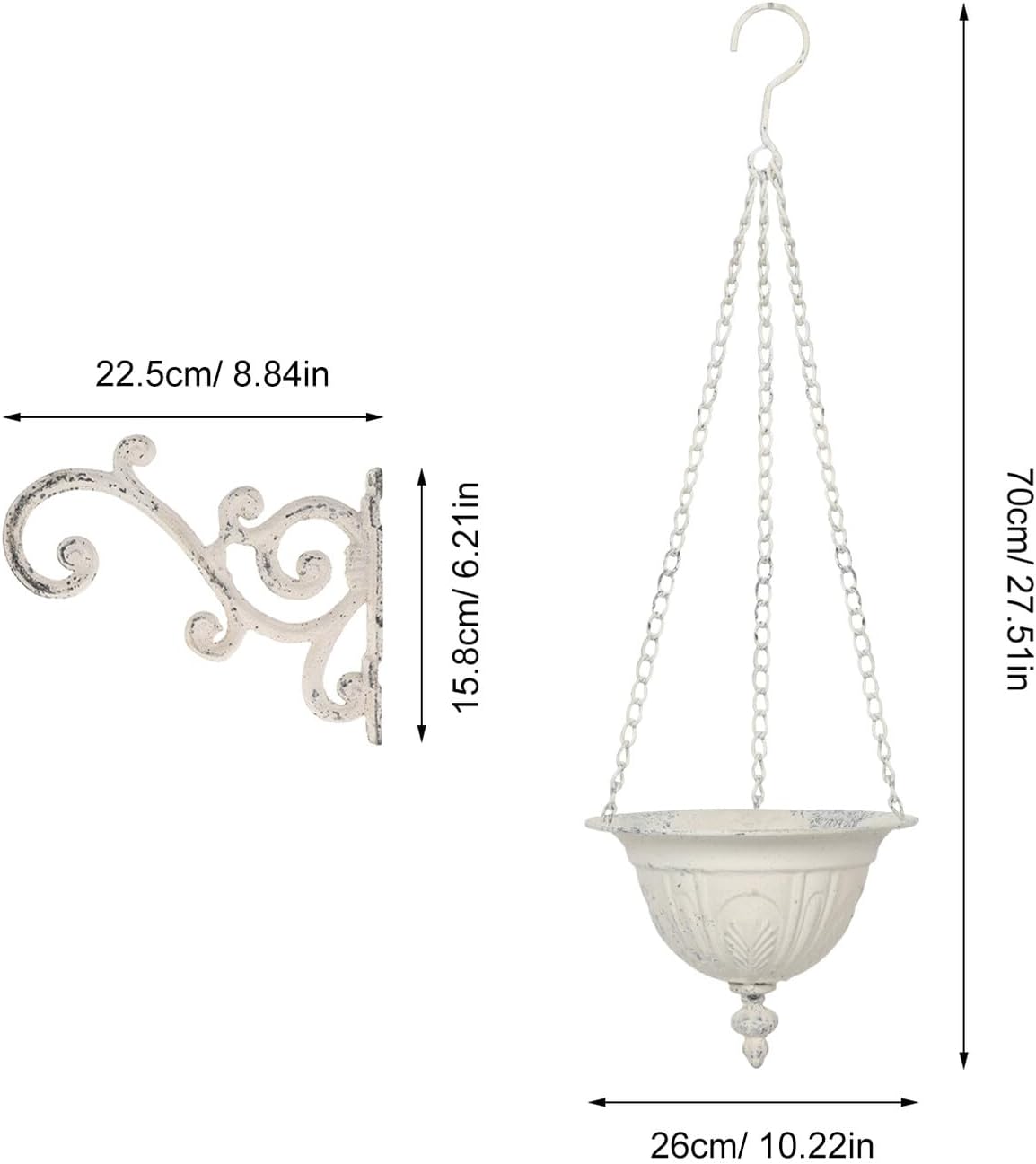 プランター 植木鉢 おしゃれ 30ｃｍ 壁掛け ハンギング プラスチック アンティーク 北欧 壁掛けプランター 洋風 ガーデニング 園芸 植物 装飾  ベランダ 玄関 : ココチのくらし雑貨店 - 通販 - Yahoo!ショッピング 2個ホワイトビンテージメタル壁掛けプランター 鉄製レトロ花鉢ホルダー ファームハウス風 インテリア向け 小型壁掛け鉢 バルコニー