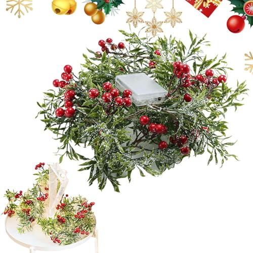Guirnalda Artificial,Luces De Cuerda De Enredadera Artificial con Bayas | Guirnalda De Enredaderas Verdes | para Escaleras Porche Chimenea Casa De Campo Hogar Fiesta Mesa Interior Y Exterior
