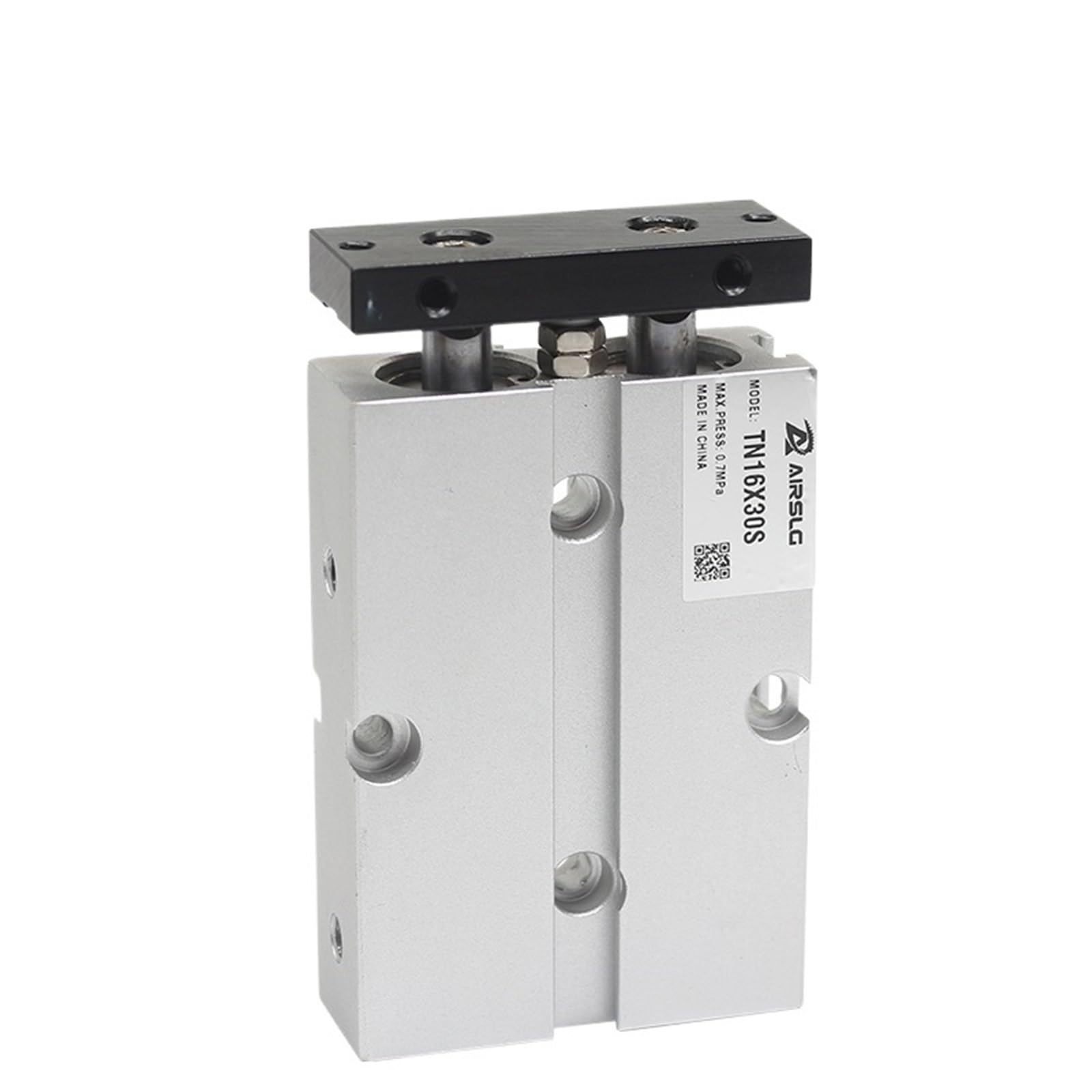 Cylindre pneumatique double tige TN16 guidage précis anti-rotation