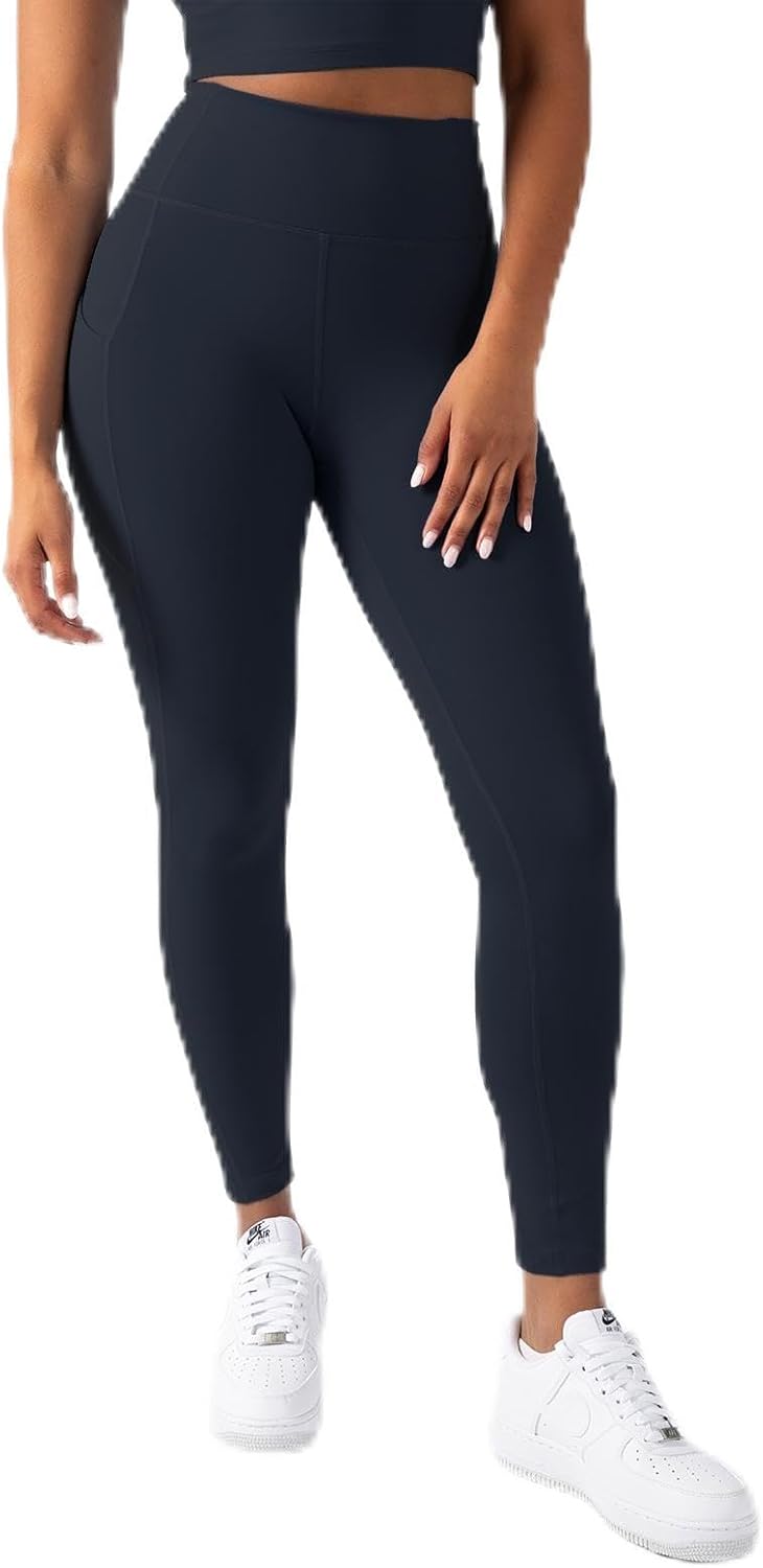 YITTY Active Women's Ultraluxe High-Waist Pocket Legging, Athleisure, 4-Way-Stretch, Deep Navy, XXL/1X, Short | 25" Inseam