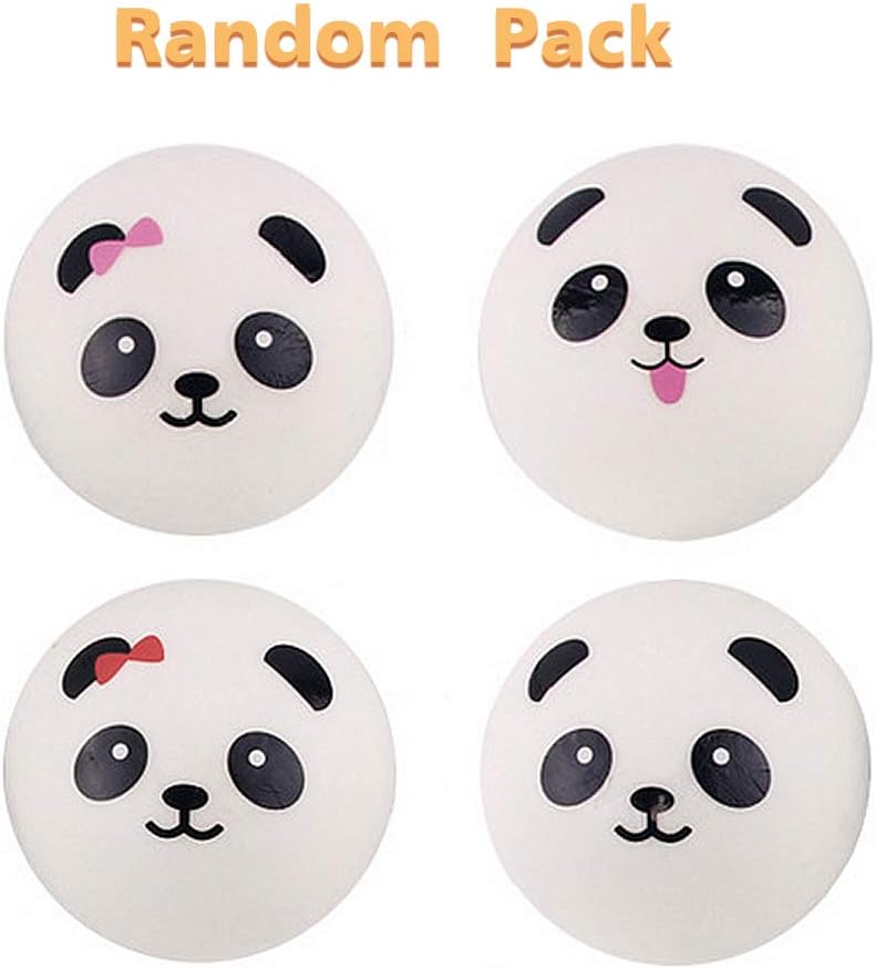VCOSTORE 4 Pcs Squishy Panda Buns Pack with Phone Straps, Slow Rising Squishies Panda Soft and Scented Squeeze Panda Ball Stress Relief for Adults Kids Gift Bag Fillers-Great Gift for Christmas