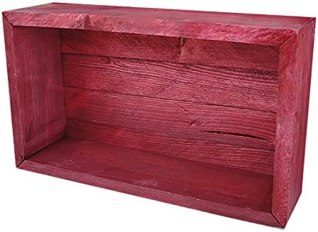 Wood/Wooden Shadow Box Display With Backing - 16" x 6" - Two Tone - Barn Red/Barn Red - Rustic Decorative Reclaimed Distressed Vintage Appeal