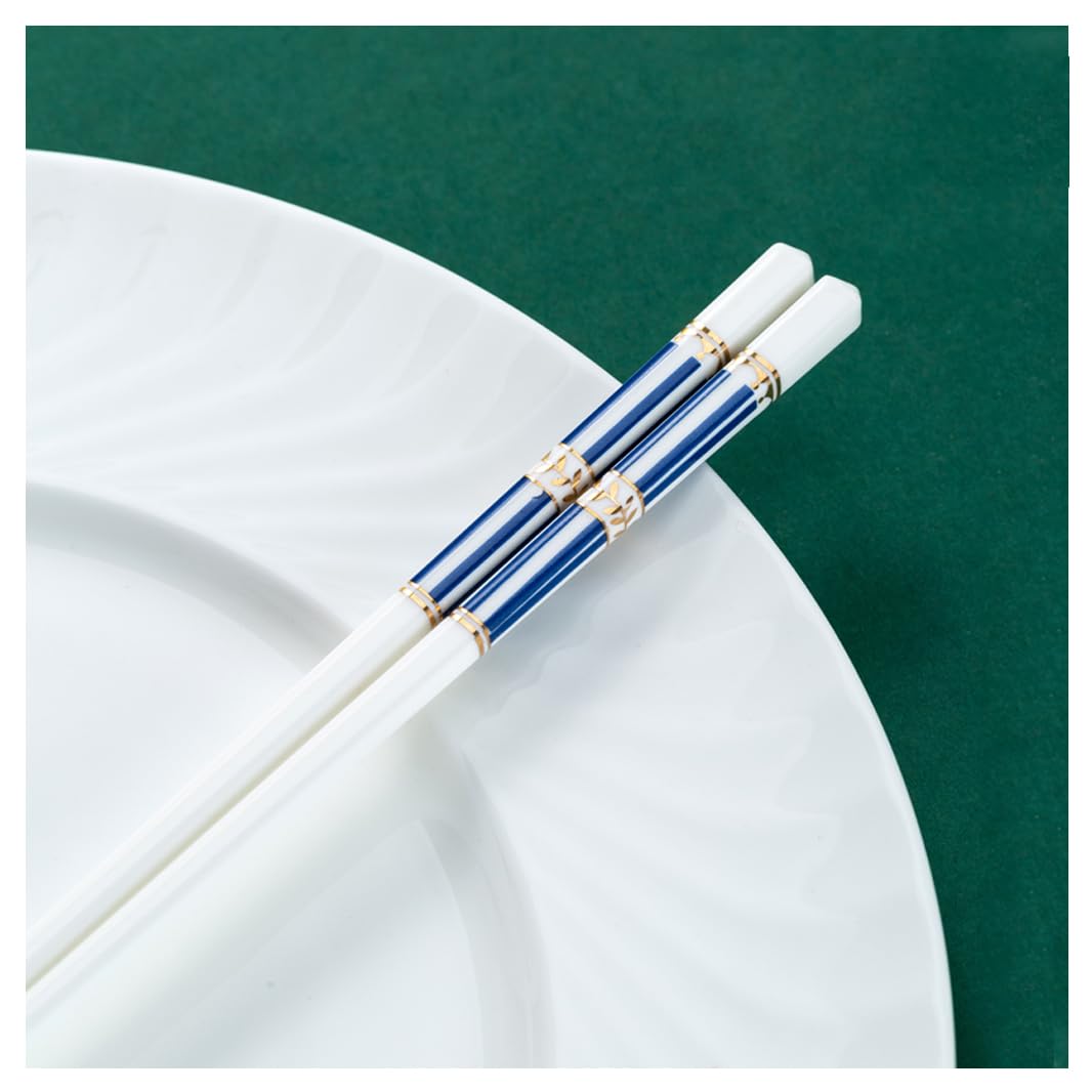 Baguettes en porcelaine bleue haut de gamme | Coffret cadeau de 10 paires en céramique osseuse R